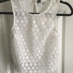 White eyelet crop top